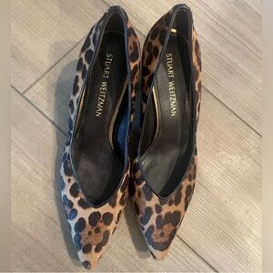 Stuart Weitzman leopard print sweetheart pointy toe heels size 8